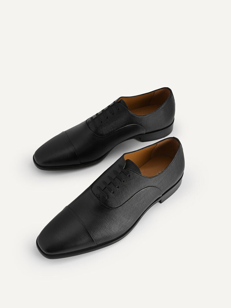 Pedro Textured Leather Men Oxford Shoes Black | Q9Q-1529