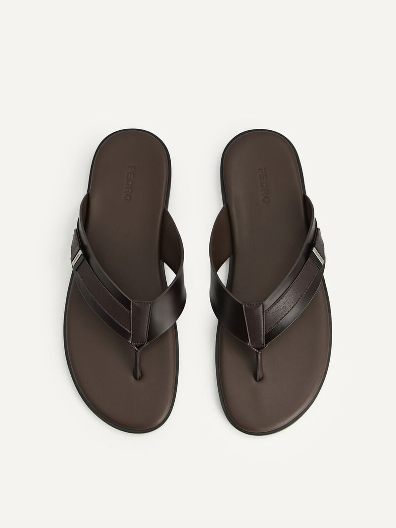 Pedro Thong Men Sandals Dark Brown | Q9Q-1524