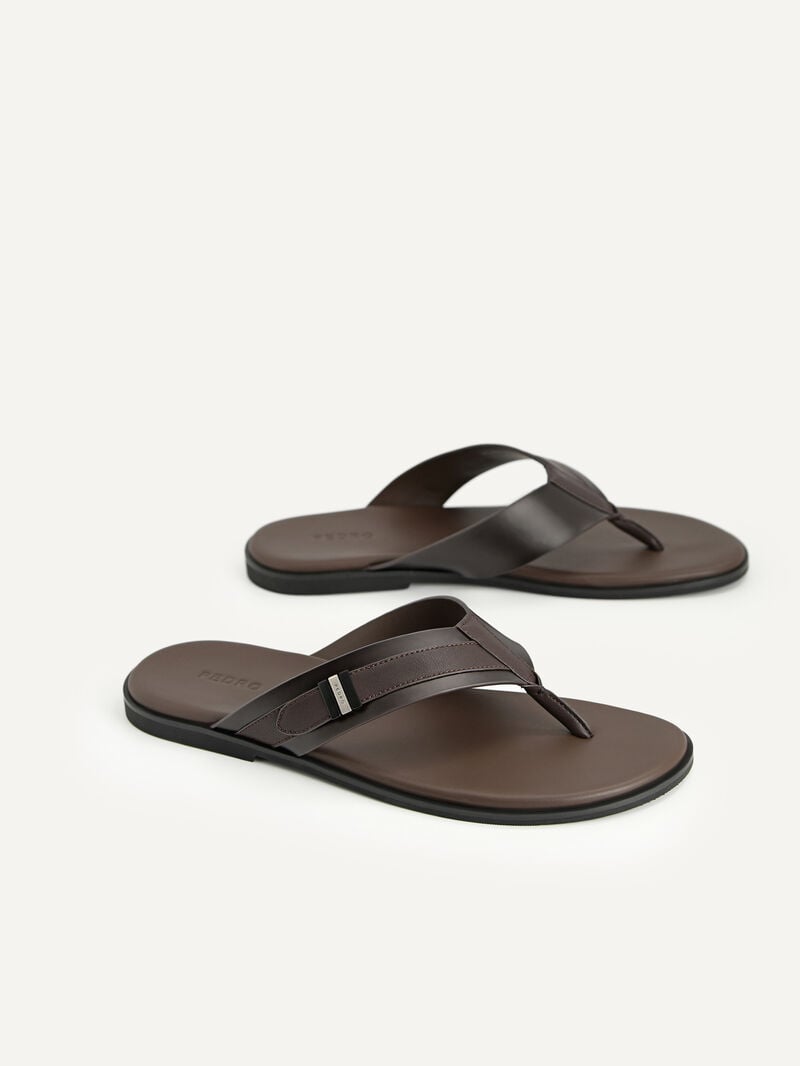 Pedro Thong Men Sandals Dark Brown | Q9Q-1524