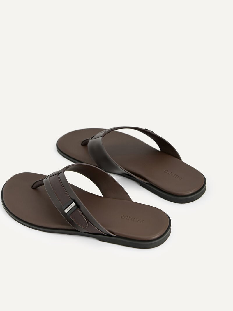 Pedro Thong Men Sandals Dark Brown | Q9Q-1524