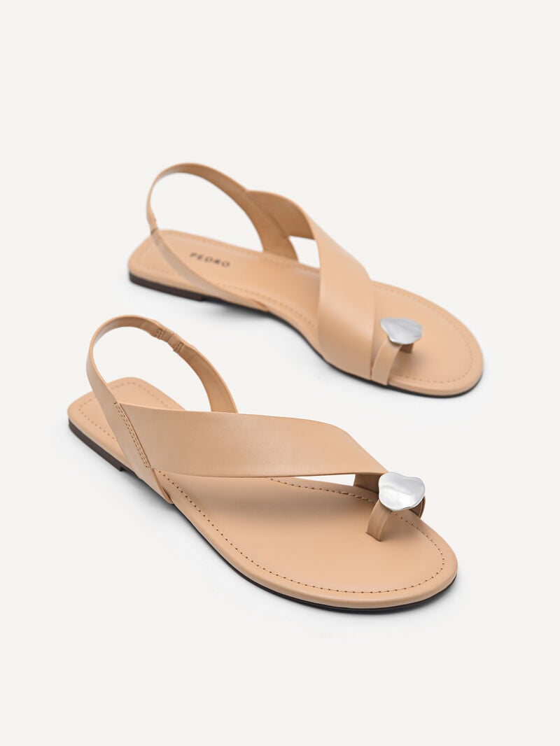 Pedro Toe Loop Sandals Women Flats Sand | Q9Q-1521