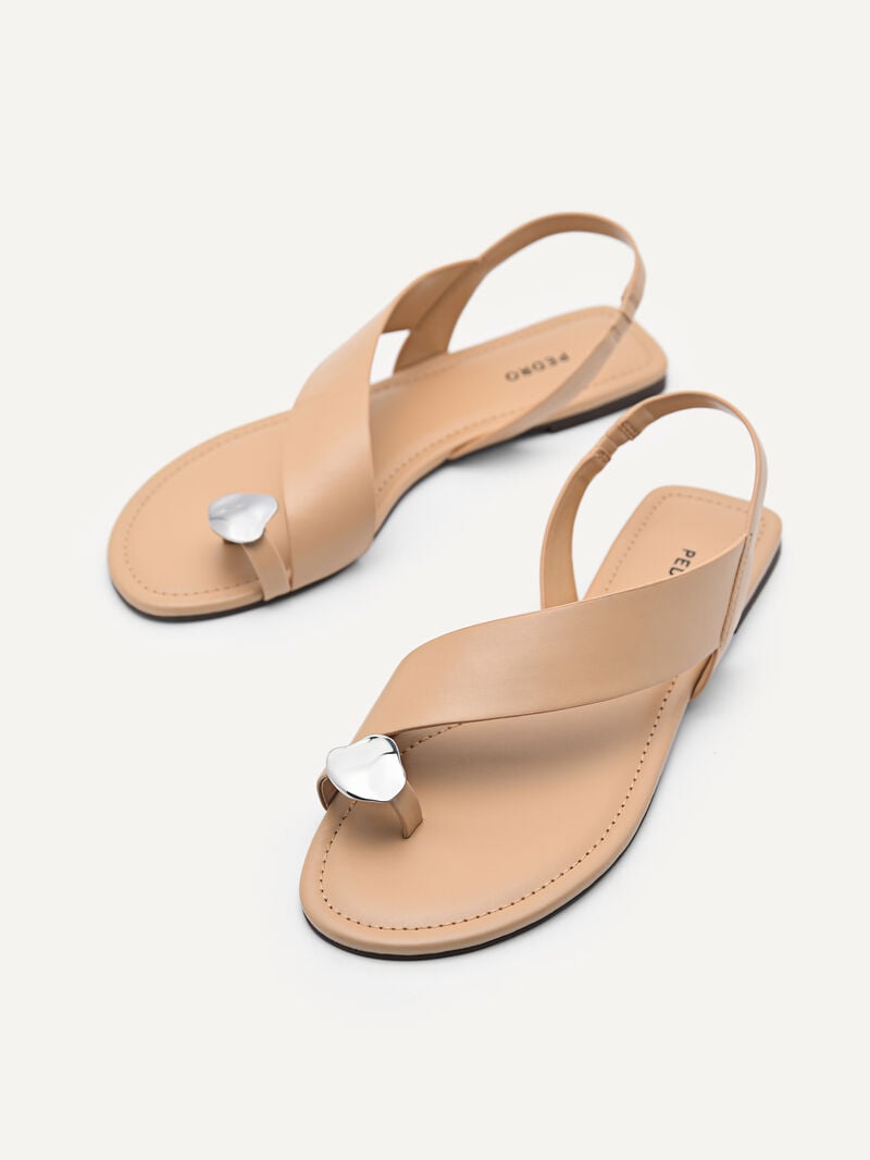 Pedro Toe Loop Sandals Women Flats Sand | Q9Q-1521