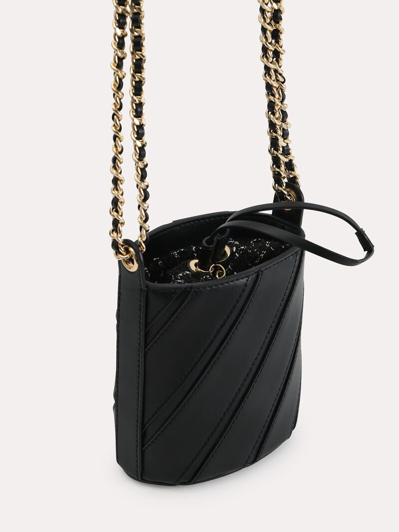 Pedro Tweed Drawstring Bags Women Bucket Bags Black | Q9Q-1965