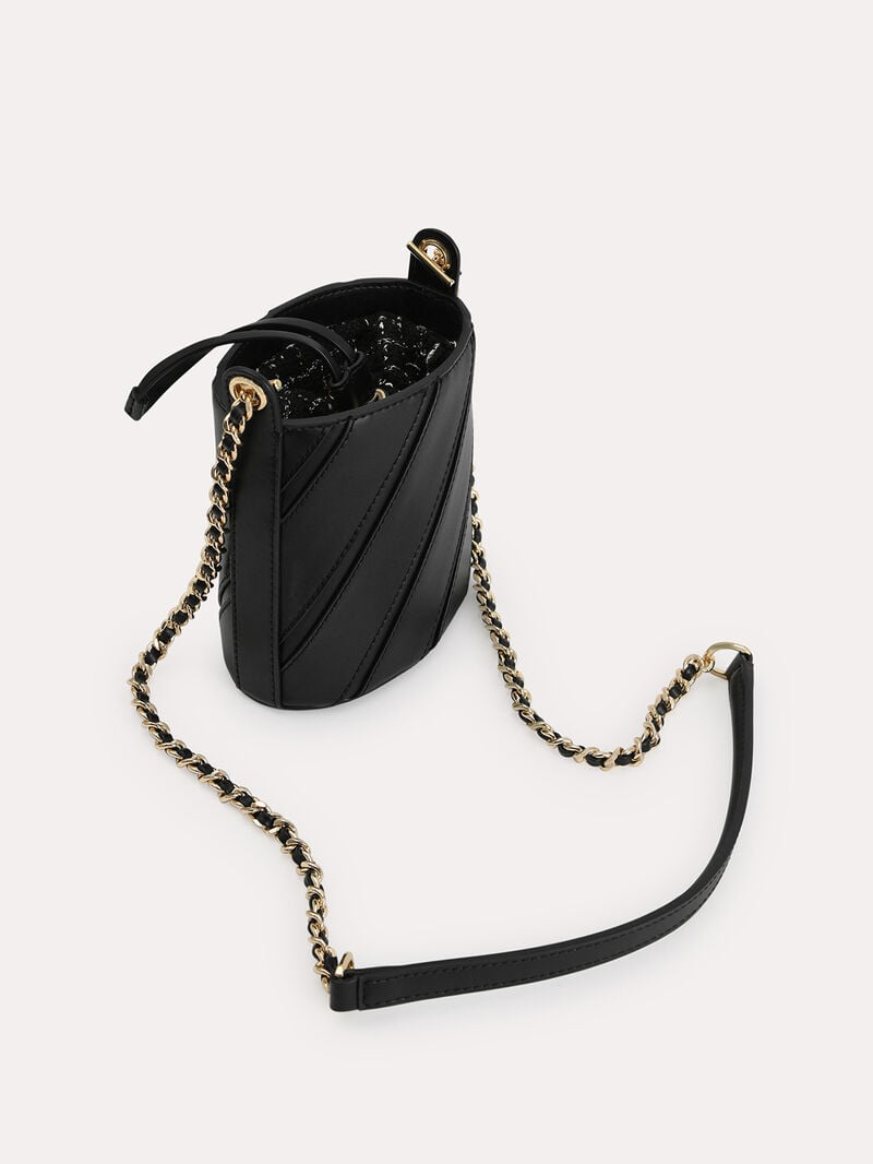 Pedro Tweed Drawstring Bags Women Bucket Bags Black | Q9Q-1965