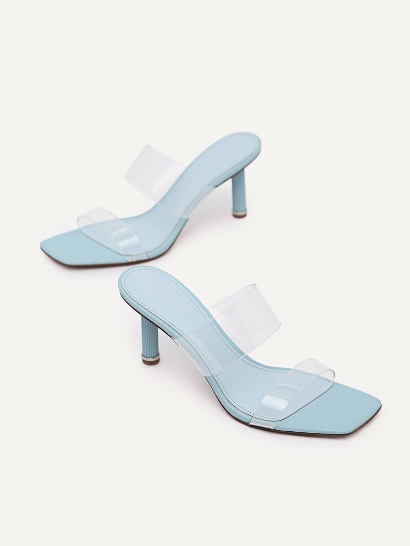 Pedro Vinyl Double Strap Women Heel Sandals Light Blue | Q9Q-1378
