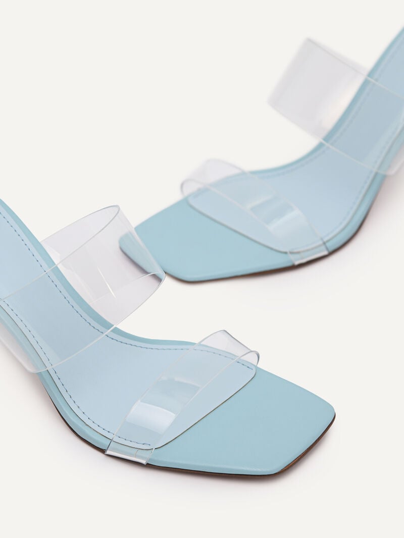 Pedro Vinyl Double Strap Women Heel Sandals Light Blue | Q9Q-1378