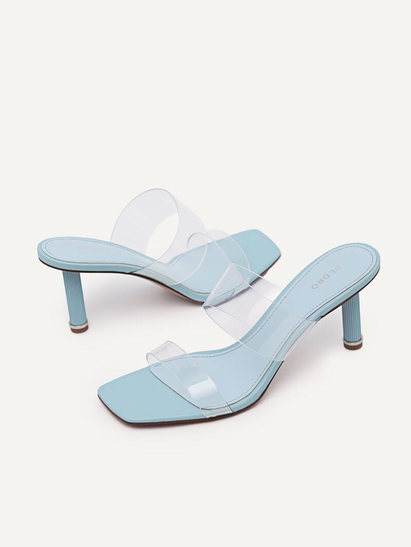 Pedro Vinyl Double Strap Women Heel Sandals Light Blue | Q9Q-1378