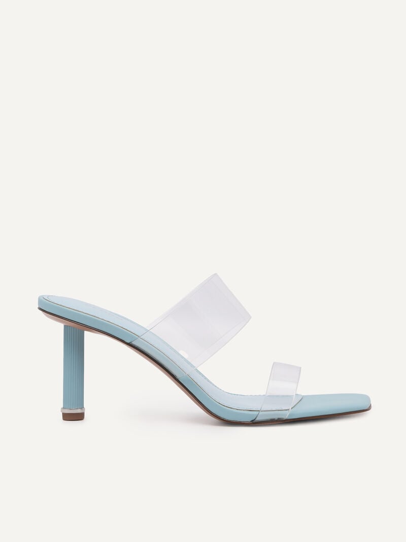 Pedro Vinyl Double Strap Women Heel Sandals Light Blue | Q9Q-1378