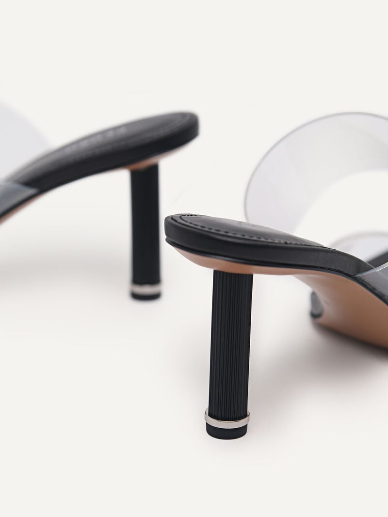 Pedro Vinyl Double Strap Women Heel Sandals Black | Q9Q-1377