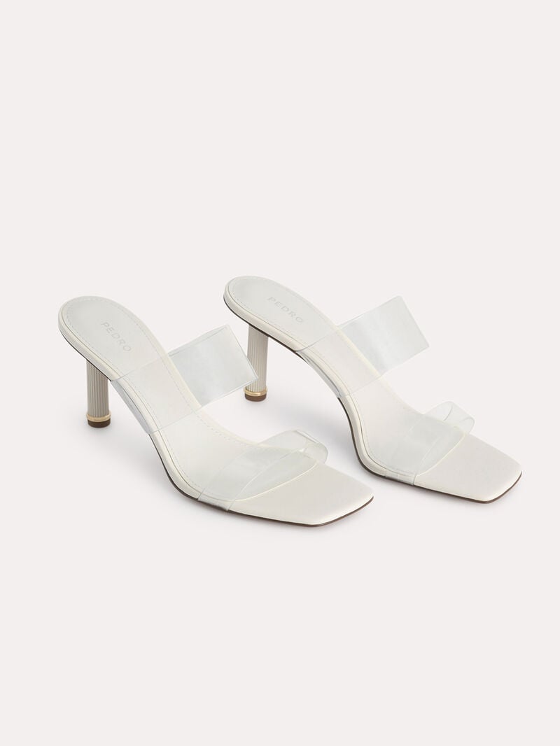 Pedro Vinyl Double Strap Women Heel Sandals Chalk | Q9Q-1376