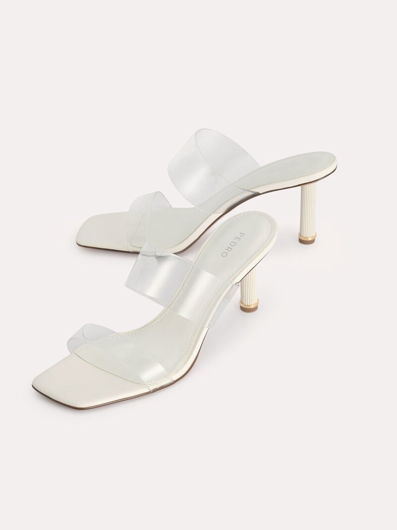 Pedro Vinyl Double Strap Women Heel Sandals Chalk | Q9Q-1376