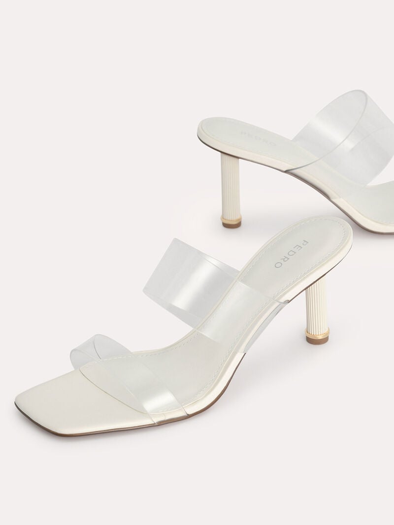 Pedro Vinyl Double Strap Women Heel Sandals Chalk | Q9Q-1376