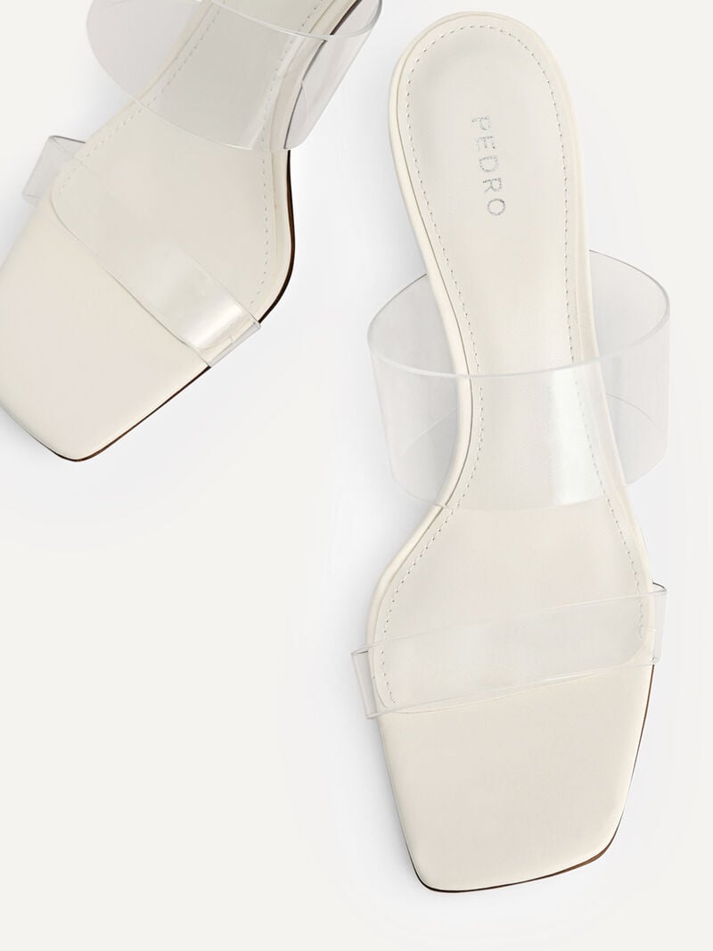 Pedro Vinyl Double Strap Women Heel Sandals Chalk | Q9Q-1376