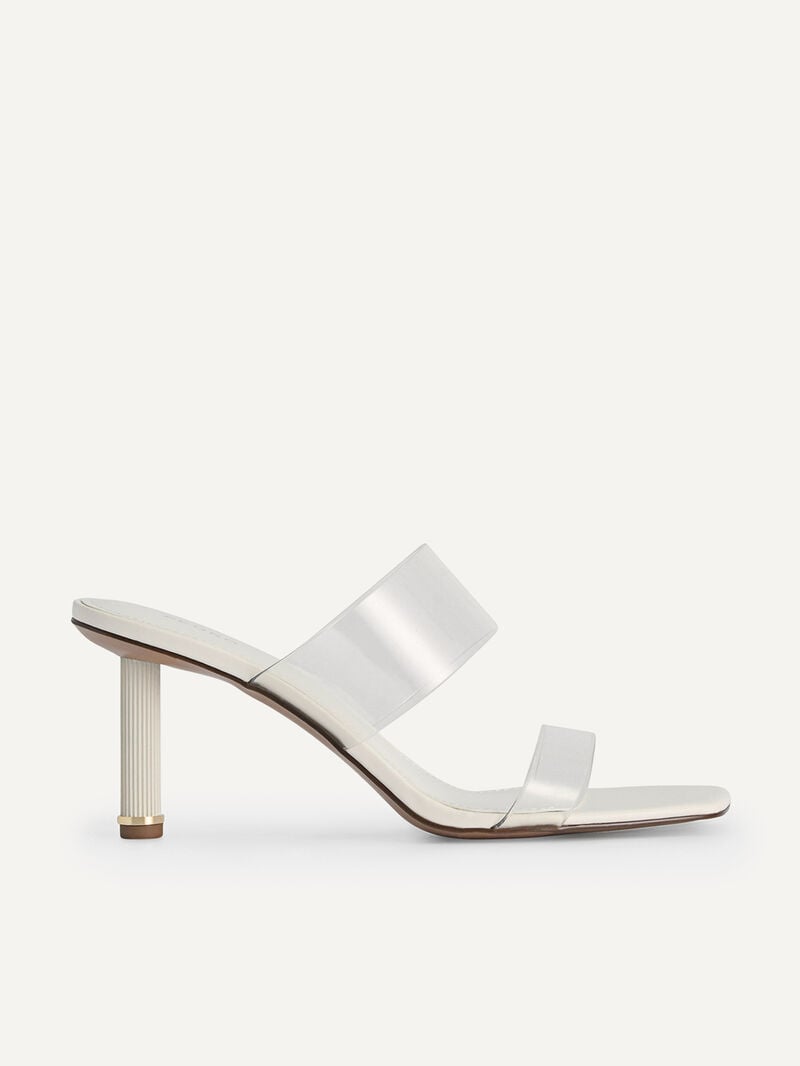 Pedro Vinyl Double Strap Women Heel Sandals Chalk | Q9Q-1376