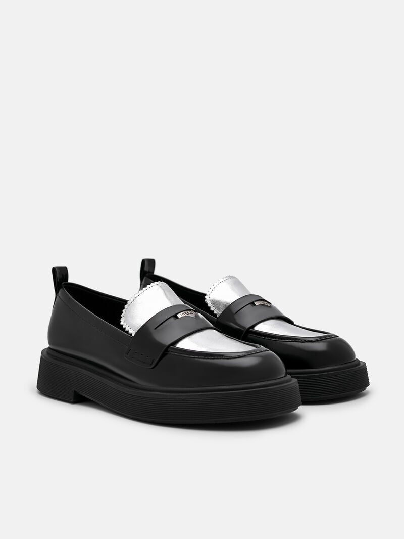 Pedro Wanda Leather Loafers Women Flats Black2 | Q9Q-1514