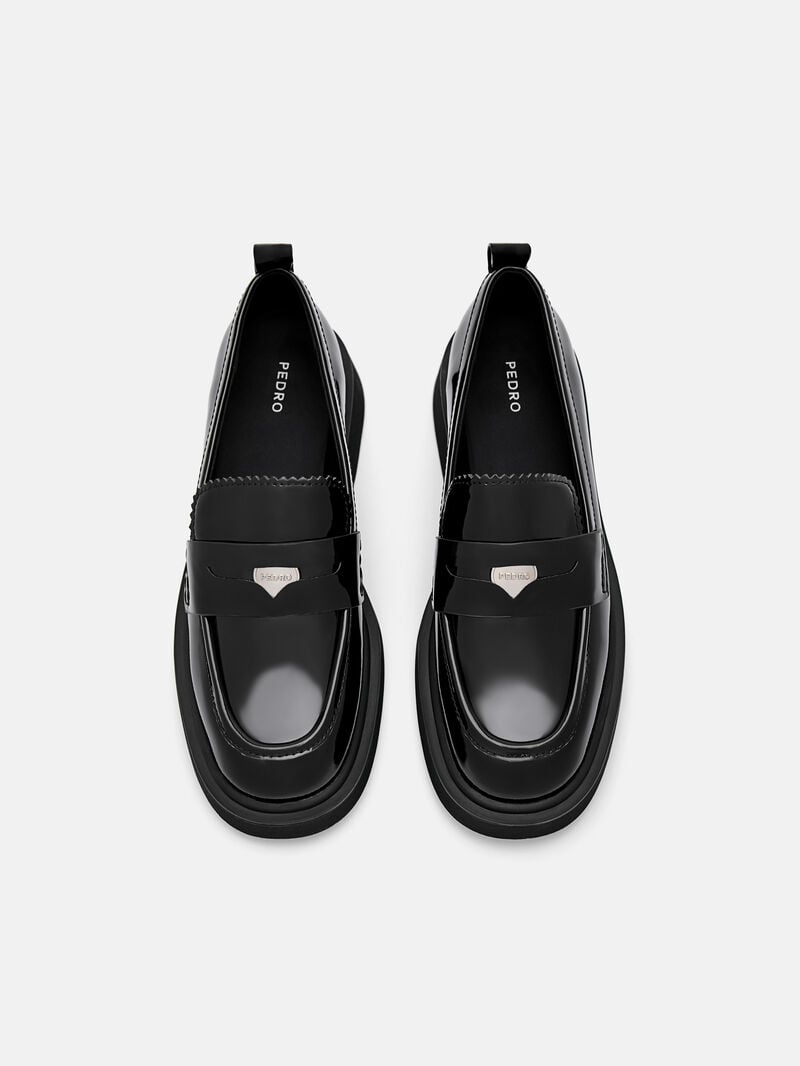 Pedro Wanda Leather Loafers Women Flats Black | Q9Q-1513