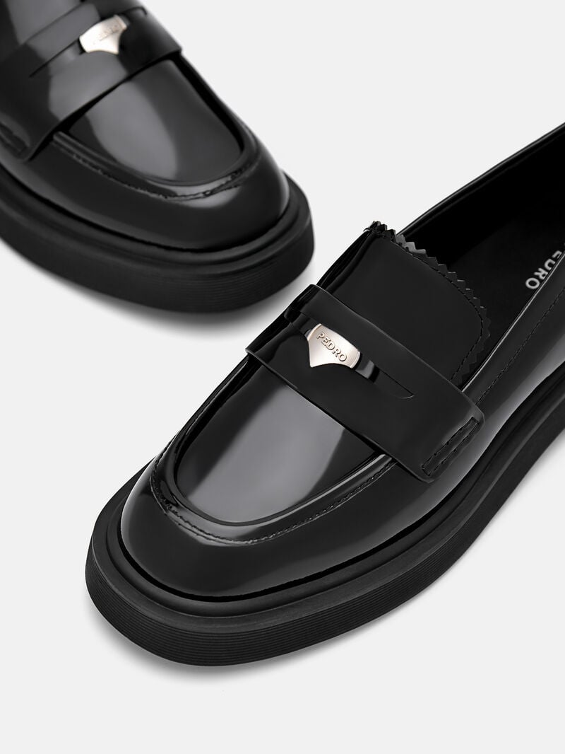 Pedro Wanda Leather Loafers Women Flats Black | Q9Q-1513