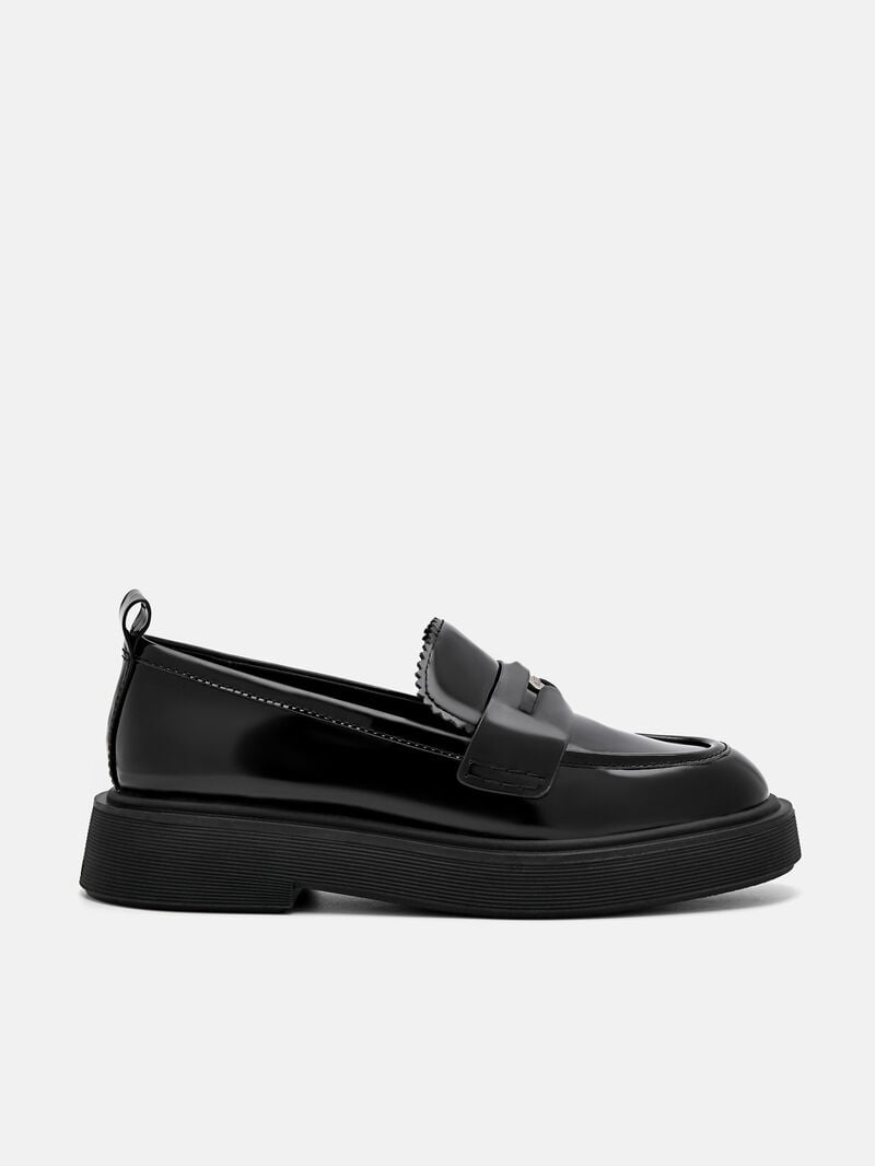 Pedro Wanda Leather Loafers Women Flats Black | Q9Q-1513