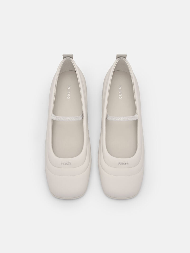 Pedro Yara Leather Mary Janes Women Flats Beige | Q9Q-1506