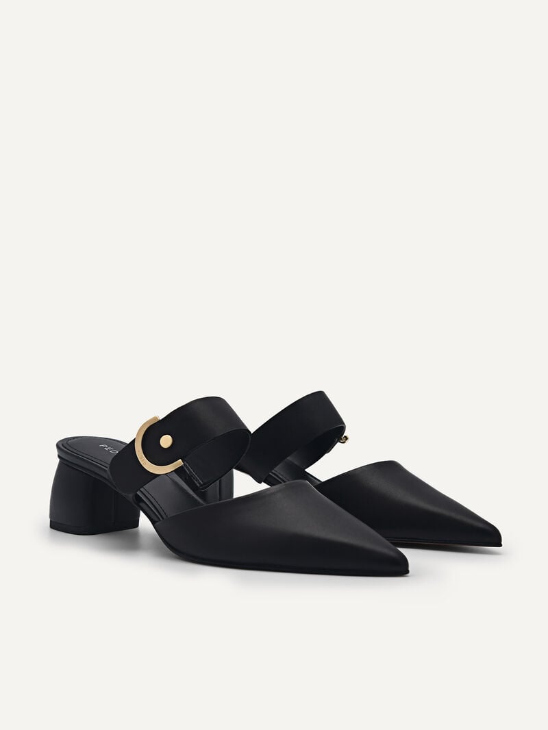 Pedro Yasmin Leather Women Mules Black | Q9Q-1960