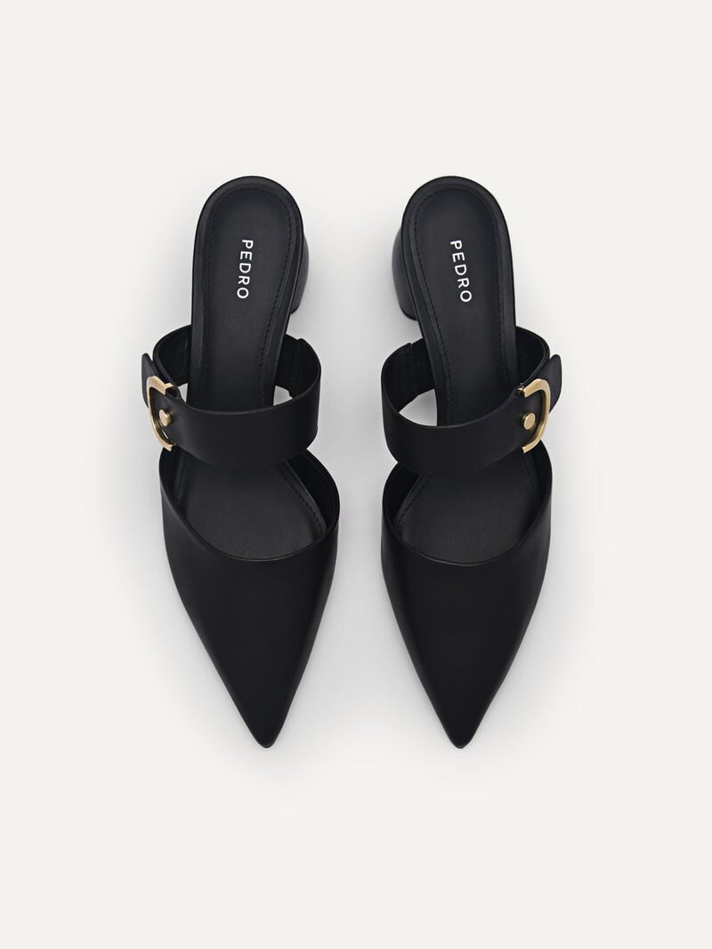 Pedro Yasmin Leather Women Mules Black | Q9Q-1960