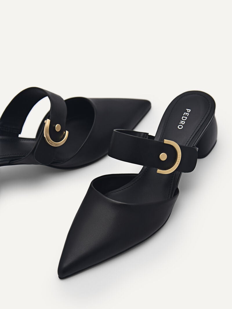 Pedro Yasmin Leather Women Mules Black | Q9Q-1960
