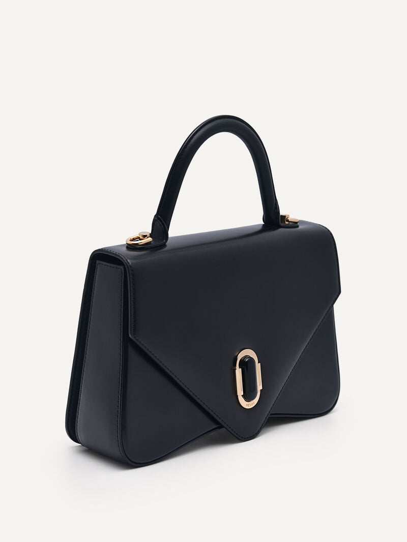 Pedro Zenith Leather Handbag Women Top Handle Bags Black | Q9Q-1033