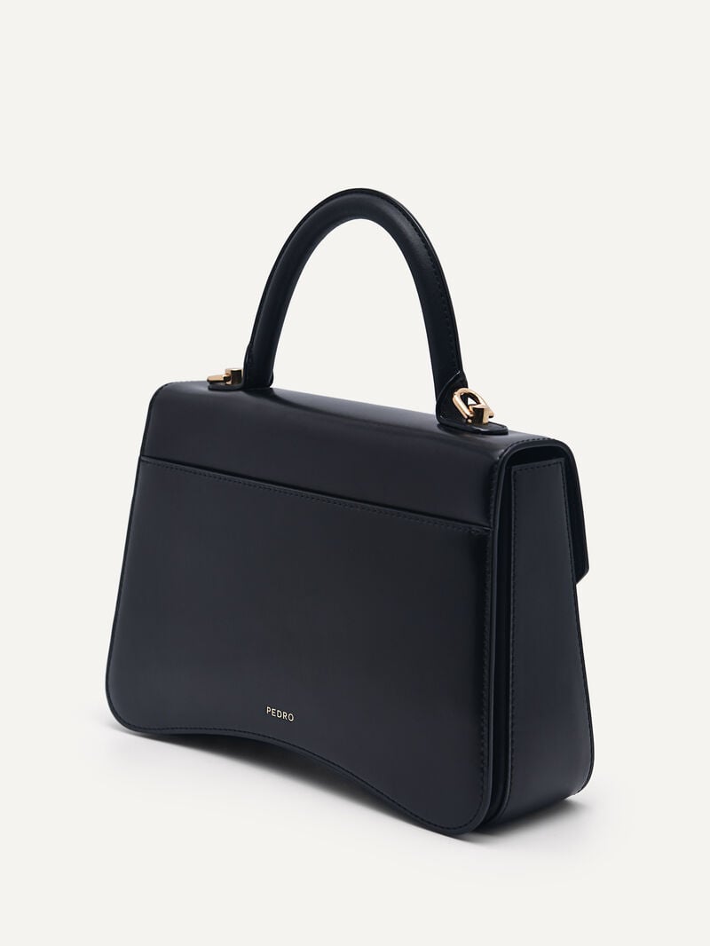 Pedro Zenith Leather Handbag Women Top Handle Bags Black | Q9Q-1033