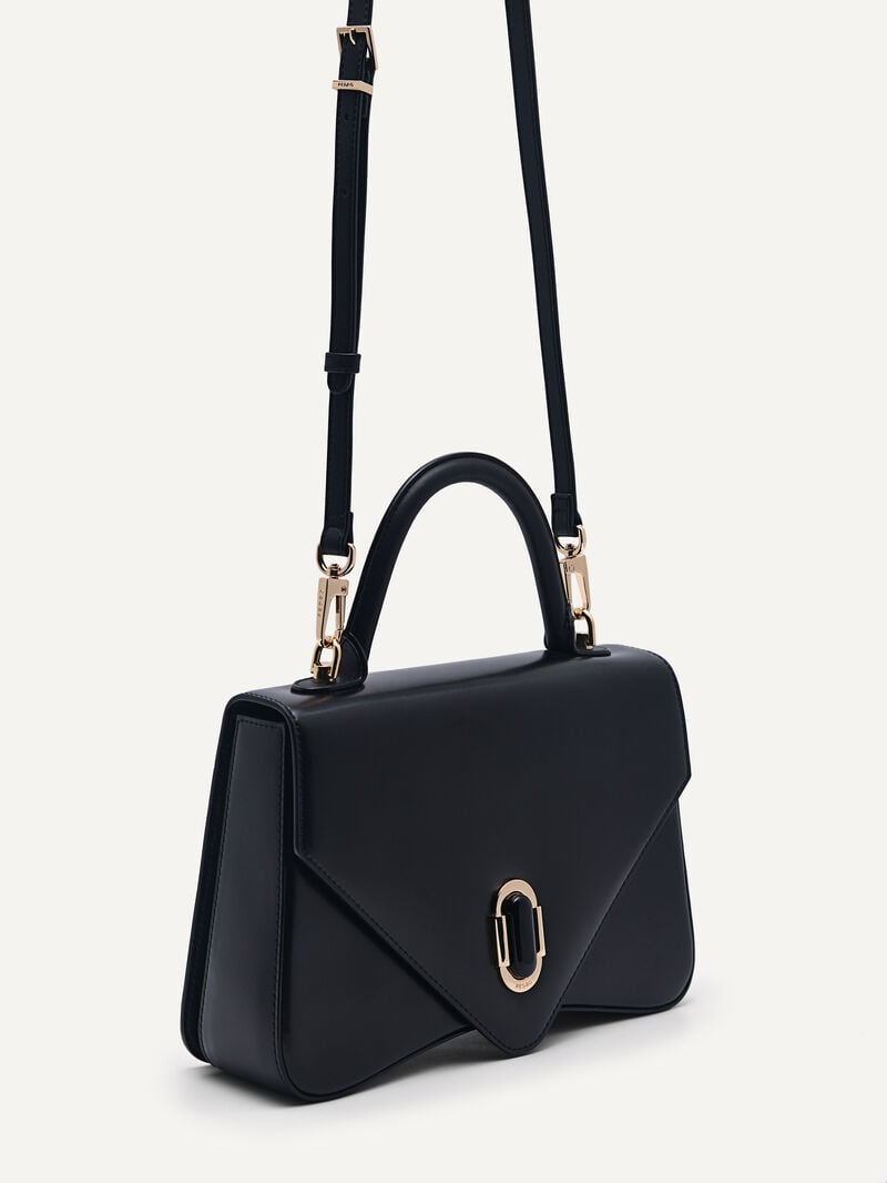 Pedro Zenith Leather Handbag Women Top Handle Bags Black | Q9Q-1033