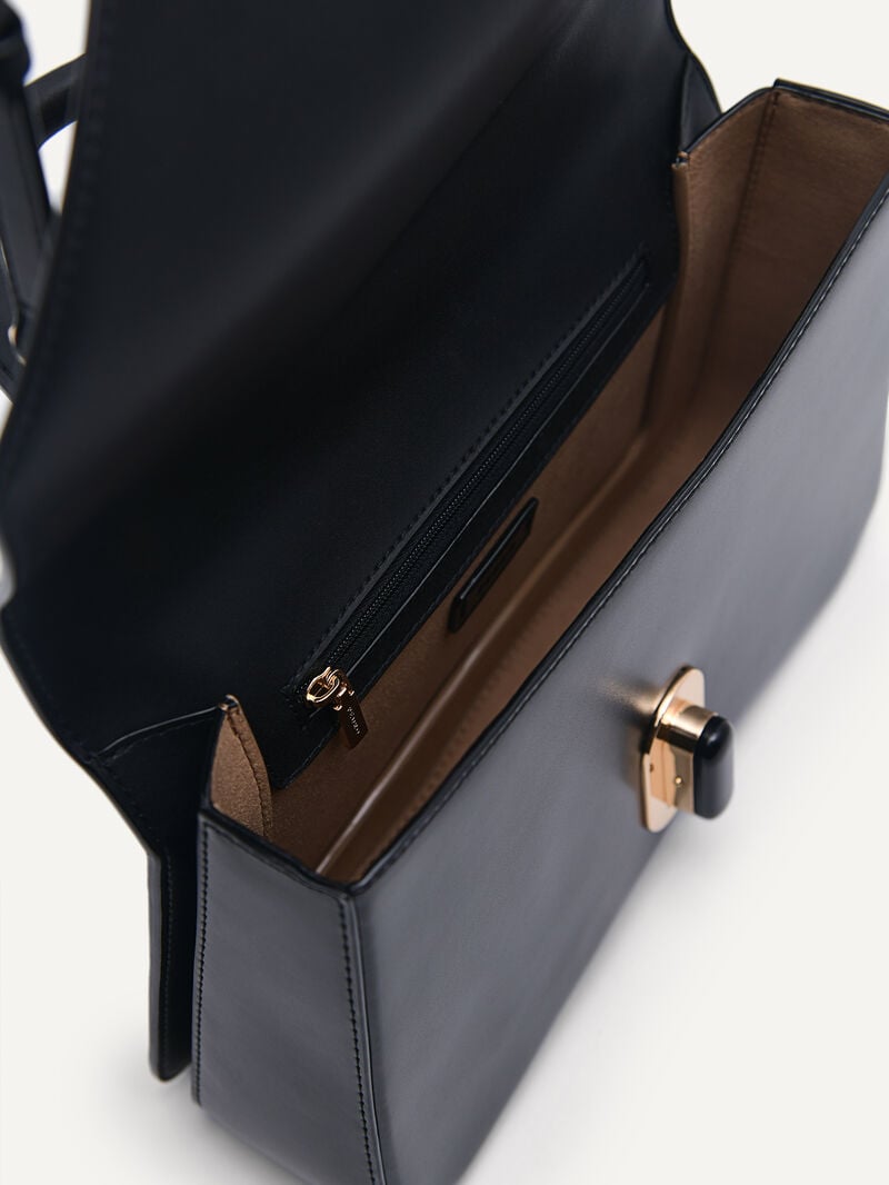 Pedro Zenith Leather Handbag Women Top Handle Bags Black | Q9Q-1033