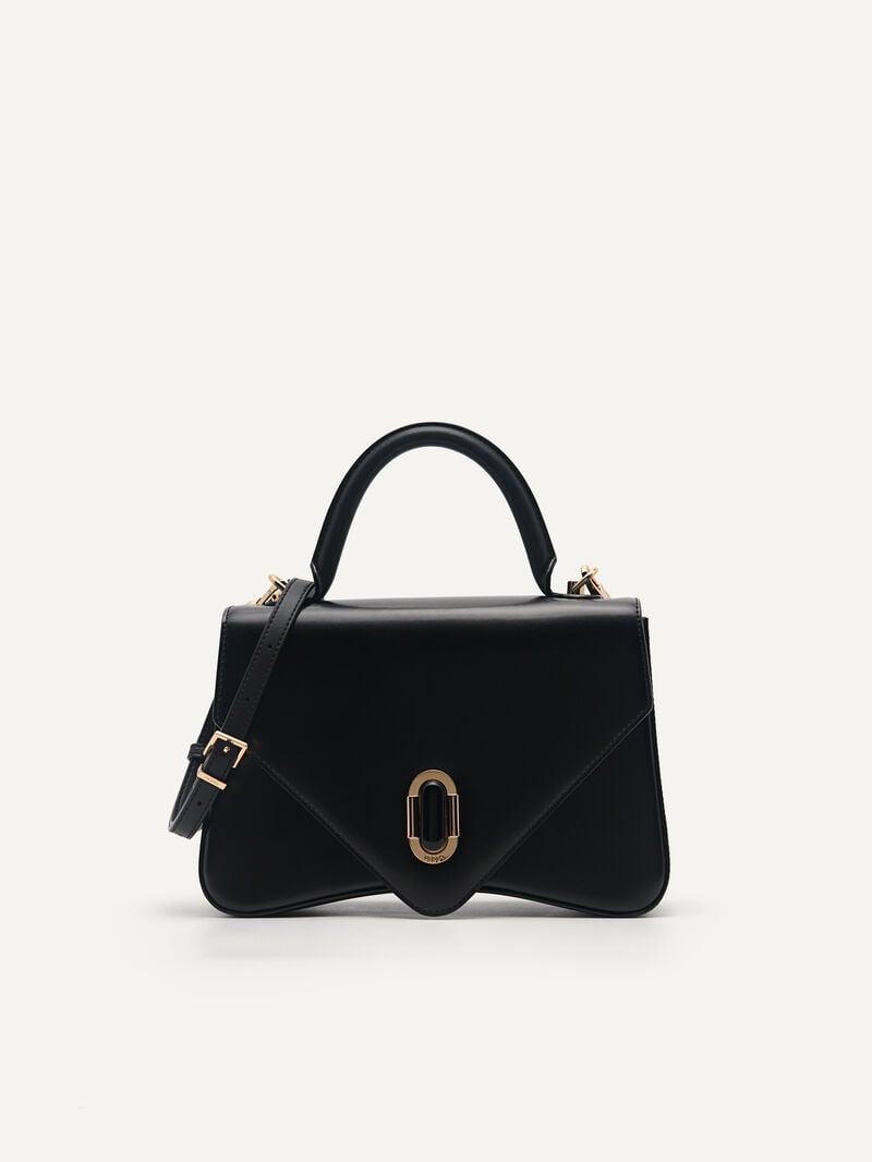 Pedro Zenith Leather Handbag Women Top Handle Bags Black | Q9Q-1033