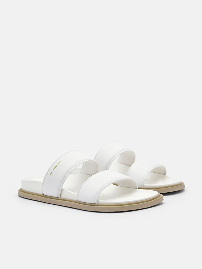 Pedro reRecycled Leather Slide Sandals Women Flats White | Q9Q-1599