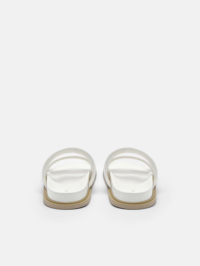 Pedro reRecycled Leather Slide Sandals Women Flats White | Q9Q-1599
