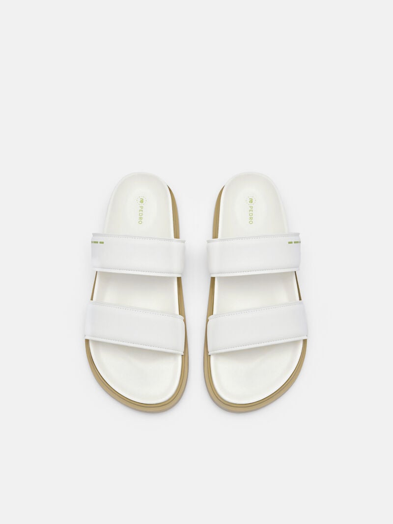Pedro reRecycled Leather Slide Sandals Women Flats White | Q9Q-1599
