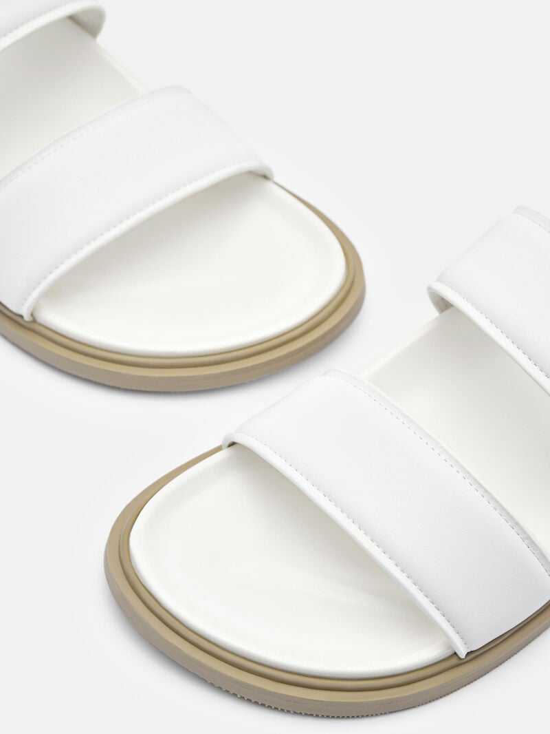 Pedro reRecycled Leather Slide Sandals Women Flats White | Q9Q-1599