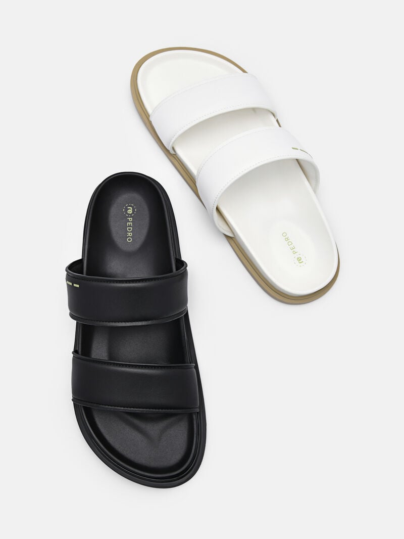Pedro reRecycled Leather Slide Sandals Women Flats White | Q9Q-1599